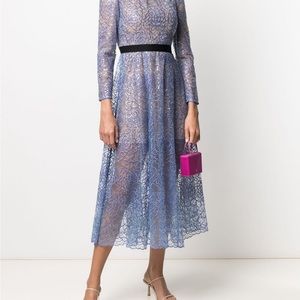 self-portrait Blue Flower Sequin Midi Dress USA size 6